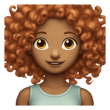 light brown skin girl with dimples and red curly hair sticker