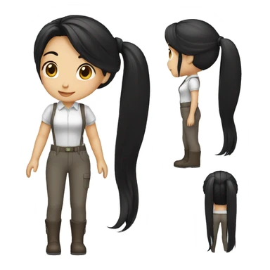 engineer girl long black hair sticker