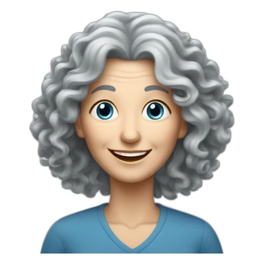 happy older woman with very long curly gray hair and blue eyes is teaching Artificial Intelligence sticker