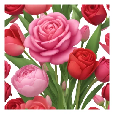 Red and pink flowers sticker