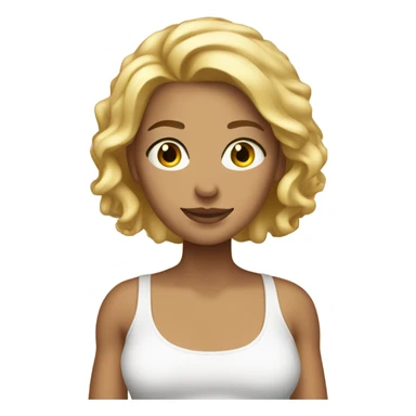 tanned female, blonde, freckles, white tank sticker