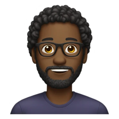 black man with a beard and glasses, with curly hair, brown eyes sticker