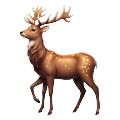 Celestial Stag emoji – full body, majestic stag with tall glowing antlers shaped like constellations, starry highlights on body, slight side angle sticker