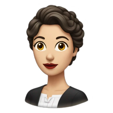 Brunette woman with hair up, clerical painted lips. sticker