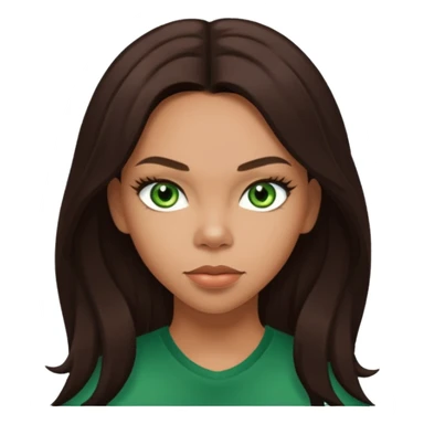 Kiely Williams with long dark brown hair, green eyes  sticker