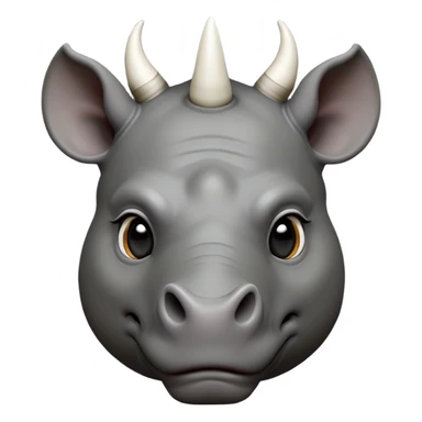 cinematic-noble--rhinoceros-portrait-emoji,slate-grey-hide-poised-and-regal,-with-a-massive,-powerful-build-and-a-thick,--deep-set-soulful-piercing-eyes,-simplified-yet-sharp-and-sophisticated-features,-highly-detailed,-large-black-eyes, white horn, front facing sticker