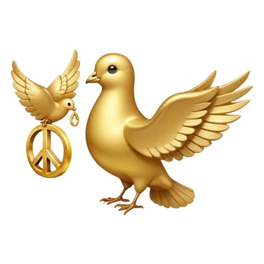 golden dove, shiny gold feathers, peace symbol bird sticker