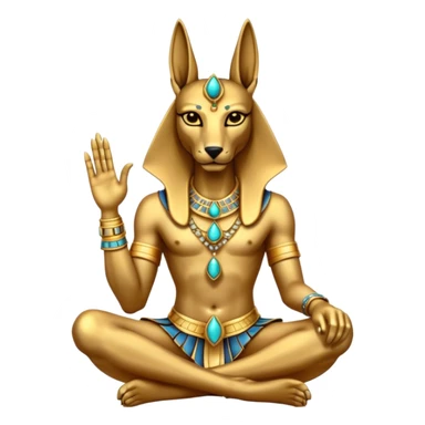 Ancient style lavishly adorned anubis staged formally sitting posed sticker