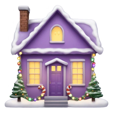christmas house with lights on and garland light purple sticker