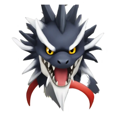 Black Cool Edgy Nargacuga-Garchomp-Absol Fakémon  with White and Red and yellow Edgy markings sticker