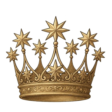 crown with star-shaped decorations, detailed, elegant, gpt-image style sticker