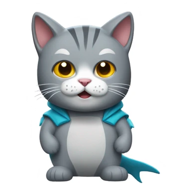 gray cat wearing shark costume sticker