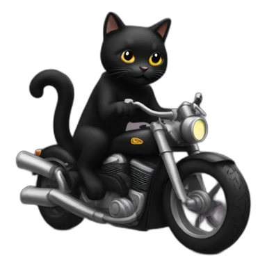 A black cat is riding on a black mo torcycle sticker