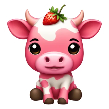 Pink cute strawberry cow chibi  sticker
