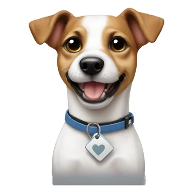 Jack russel that hold a label I love you sticker