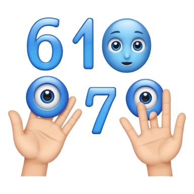 Make 6 and 7 numbers has eyes and hand and make it blue sticker