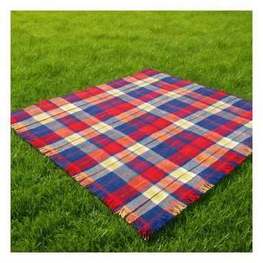 Green grass with a plaid blanket on it sticker