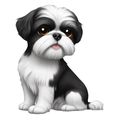 Black and white shihtzu sticker