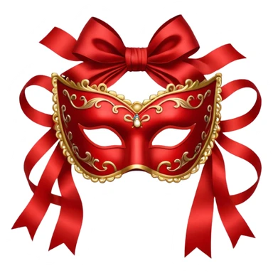 red mask with ribbons sticker