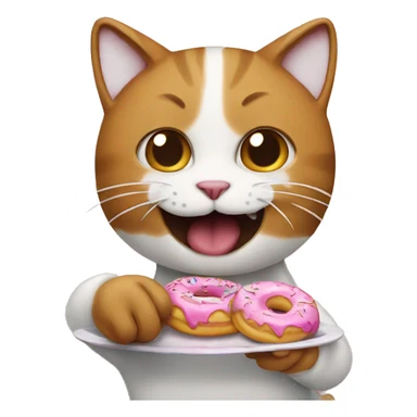 cat eating donuts  sticker