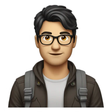 hipster computer nerd male with dark hair sticker