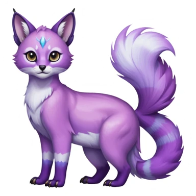 Colorful dark tropical pastel-lilac-lavender-violet iridescent pastel white glorious divine exotic cute cool beautiful shiny beautiful fantasy-caracal-civet-genet-sergal-vernid-Gryphon-Cacomistle-Trico-oncilla-animal-Fakémon-hybrid-fursona (full body) sticker