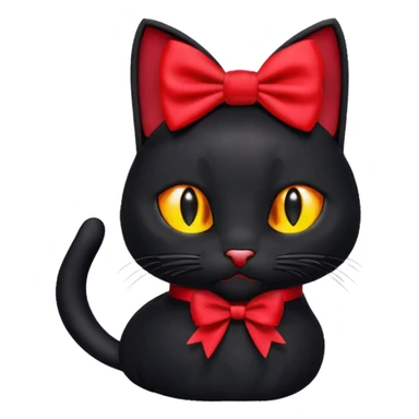 black cat with a red bow sticker