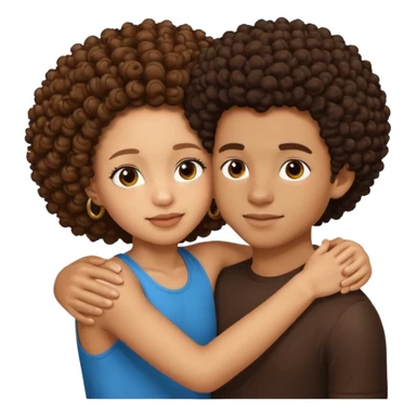 A lightskin with afro boy and brown skin girl with curls hug sticker