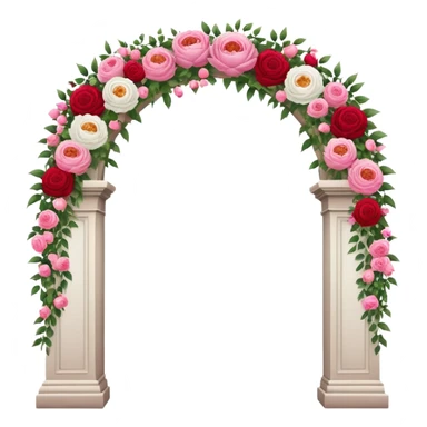 White tall archway with romantic pink and red flowers  sticker