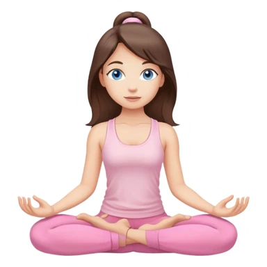 brunette blue-eyes, yoga girl light pink clothes  sticker