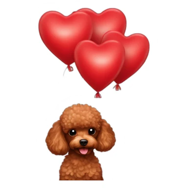 red toy poodle happy Surrounded by red heart-shaped balloons sticker
