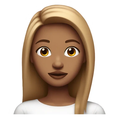 very pretty girl with straight light brown hair pink big lips and white top  sticker