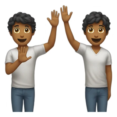 two friends waving hands sticker