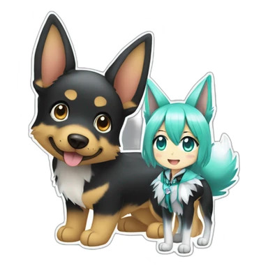 Hatsune miku with a German shepherd sticker