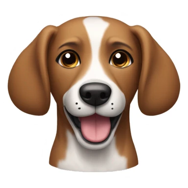 smiling brown dog with black upright ears and black muzzle sticker