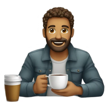 homem com barba com um copo café sticker