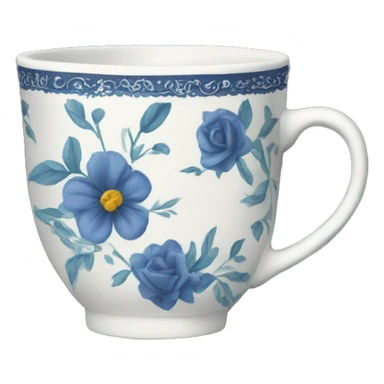 Floral navy blue tea cup  sticker