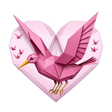 sakura heart with origami cranes sticker