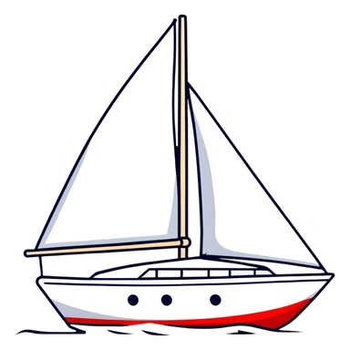 sailboat hull with rudder but no sails attached sticker