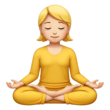 yellow emoji meditating, hands resting on knees, eyes closed, serene smile sticker