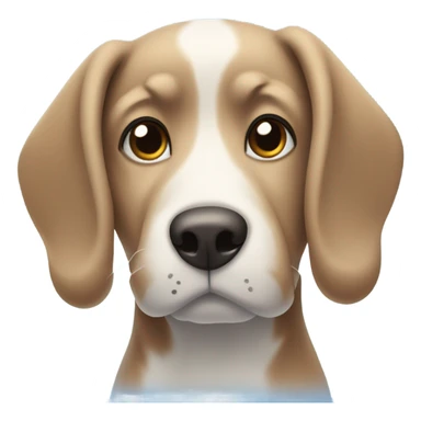 Dog with one floppy ear under the blue sky  sticker