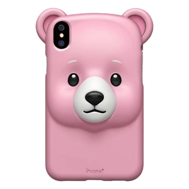 iphone in a pink teddy bear phone case with a cute bear face on the case sticker