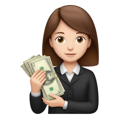 brown hair person who holds money sticker
