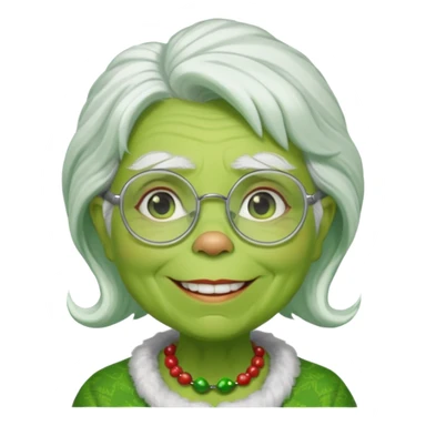 Grinch grand mother with white hair and with glasses sticker