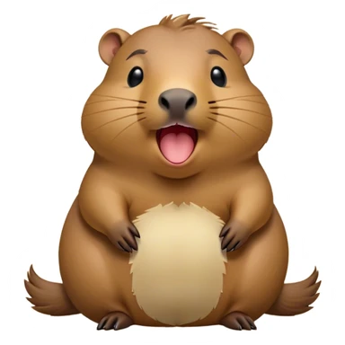 Cinematic Cute Yawning Capybara Portrait Emoji, Head tilted slightly with a dramatic, wide-open yawn, showcasing a plush, rounded body with drowsy, half-closed eyes and a relaxed expression, Simplified yet irresistibly adorable features, highly detailed, glowing with a soft, cozy natural glow, high shine, relaxed yet expressive, stylized with a dash of whimsical charm, soft glowing outline, capturing the essence of a drowsy yet affectionate guardian that seems ready to stretch out for a nap! sticker