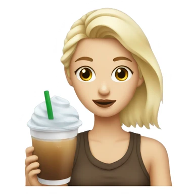 blonde girl drinking iced coffee sticker