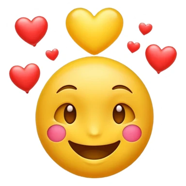 classic yellow emoji face with hearts floating above its head sticker