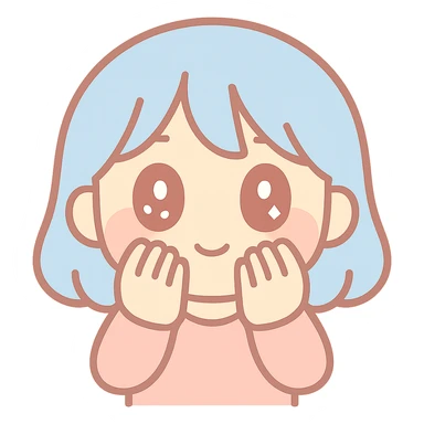 anime style character covering face with hands, embarrassed, blushing, shy body language sticker