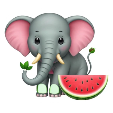 elephant eating watermelon sticker