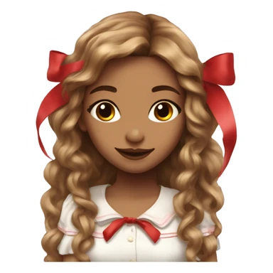Coquette girl rosy cheeks and red ribbons and long hair sticker